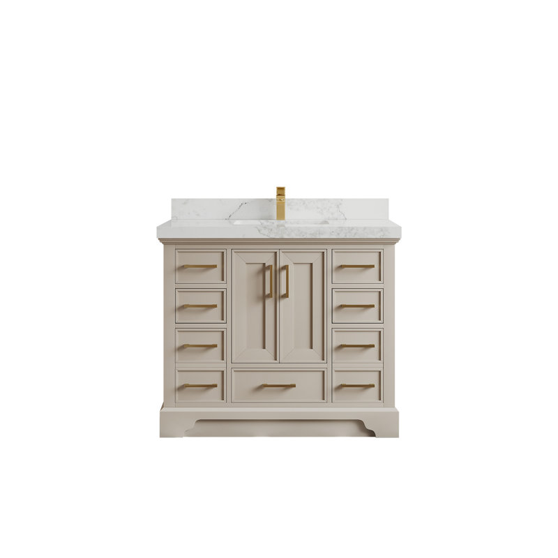 Charlotte 42 " W Freestanding Standard Free Standing 1 Single Vanity Bathroom Vanity With Quartz Top, Nuvo