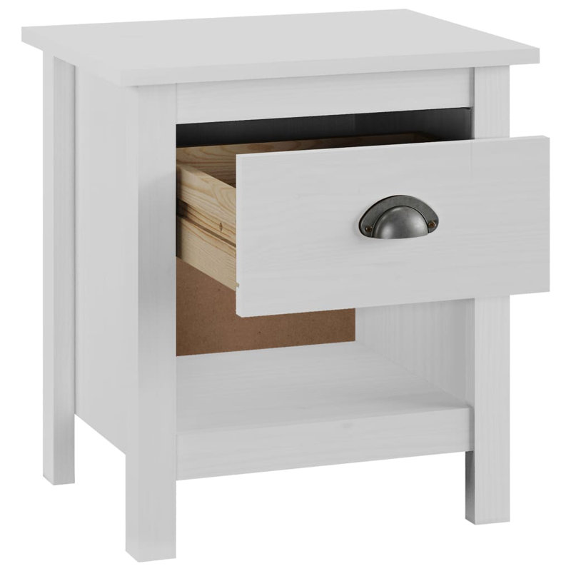 Pinkney 46cm W Solid Wood Bedside Table, White