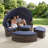 All-Weather Rattan Round Lounge Canopy Bed with Retractable Canopy & Lift Coffee Table – Navy Blue-129200419