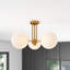 Nathon 3-Light Modern Classic Globe Glass Shade DImmable Semi Flush Mount Light Fixture