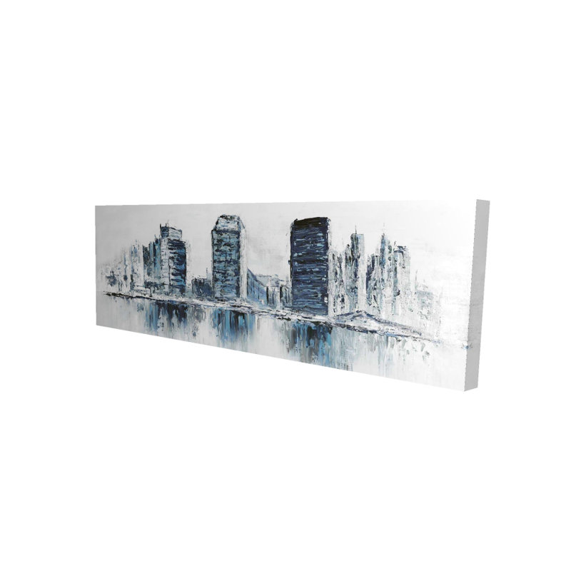 Texturized Blue Colours Cityscape Canvas | Contemporary Home Decor
