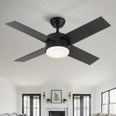 Éclairage de ventilateur de plafond à DEL 44 po avec pales en ABS blanc