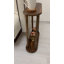 Table d'appoint ovale en bois massif, table de bout étroite, petite table basse (noyer foncé, moyen)-1841860476
