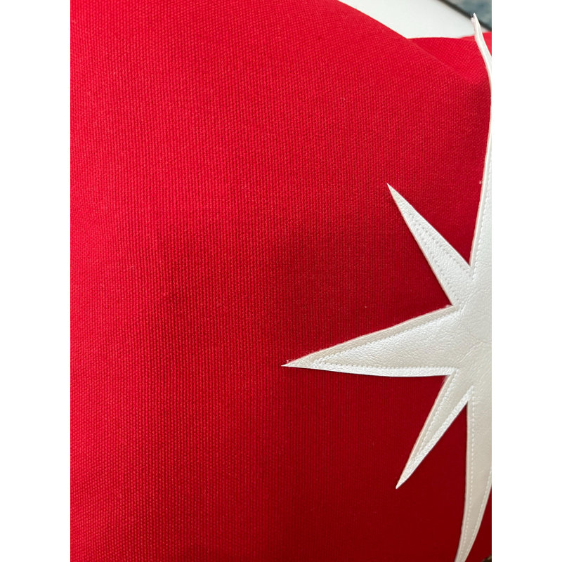 Housse de coussin étoile de Noël rouge, H 21 po x l 21 po