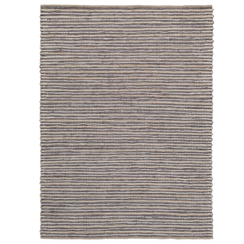 Tapis gris tressé à la main Aybar, Rectangle 5 pi x 7 pi