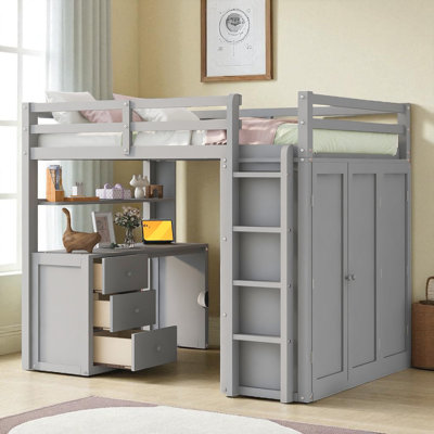 Loft Bed With Built-In Desk And Wardrobe
