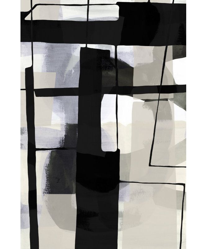 Monochrome Abstract Forms by Cartissi — Abstract Wall Art, 32 × 48, Matted Framed Print, Black