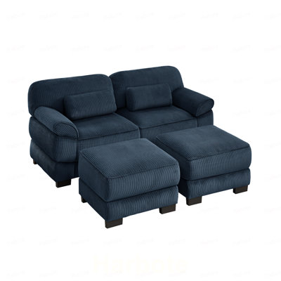 Canapé modulaire en U Cloud Couch, canapé 2 places avec 2 repose-pieds, coussins de siège épais et confortables, tissu en velours côtelé respirant