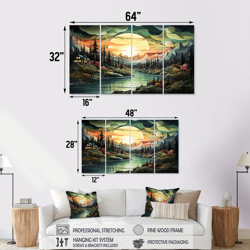 Ensemble de décoration murale 4 pièces Mountain Forest, H 28 po x l 48 po