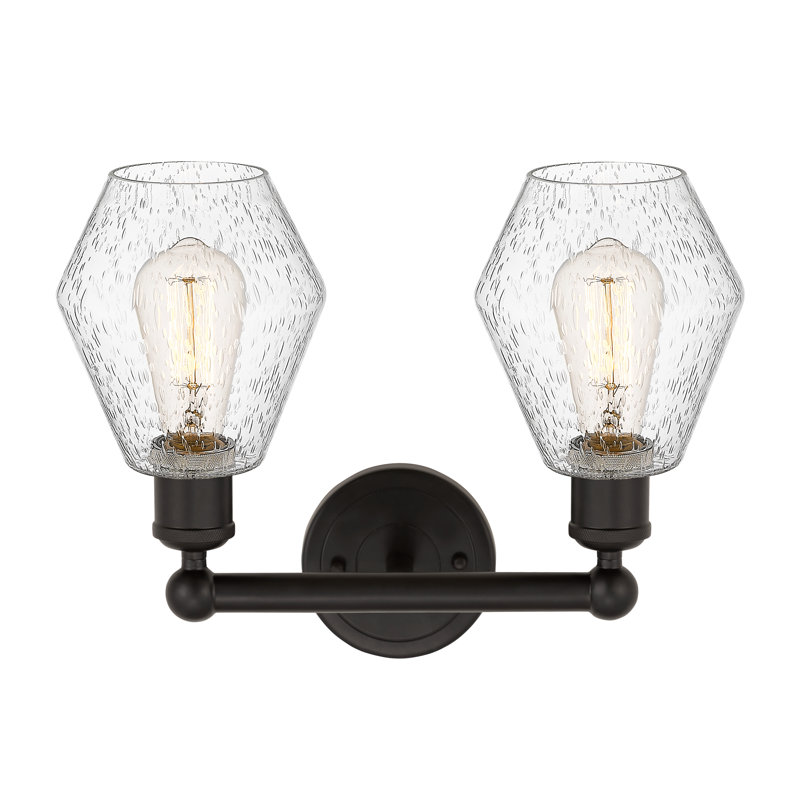 Éclairage pour salle de bain 2 lumières en acier et verre Gabbie, Granuleux, Bronze huilé