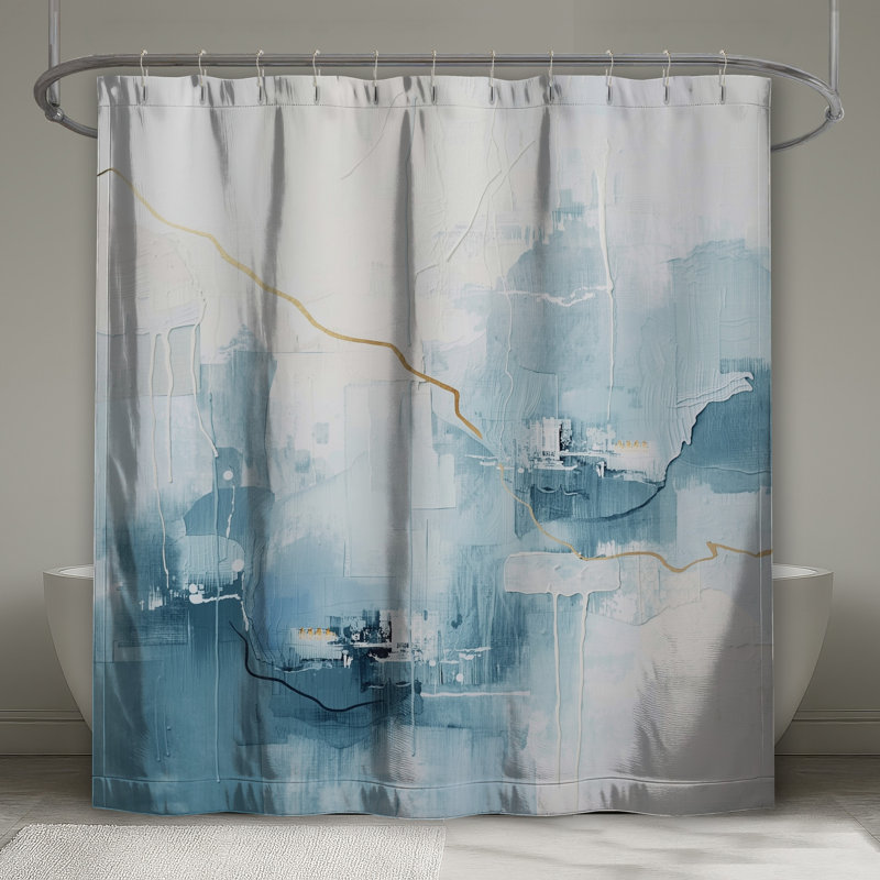 Rideaux de douche abstrait bleu abstrait, L 70 po x H 93 po