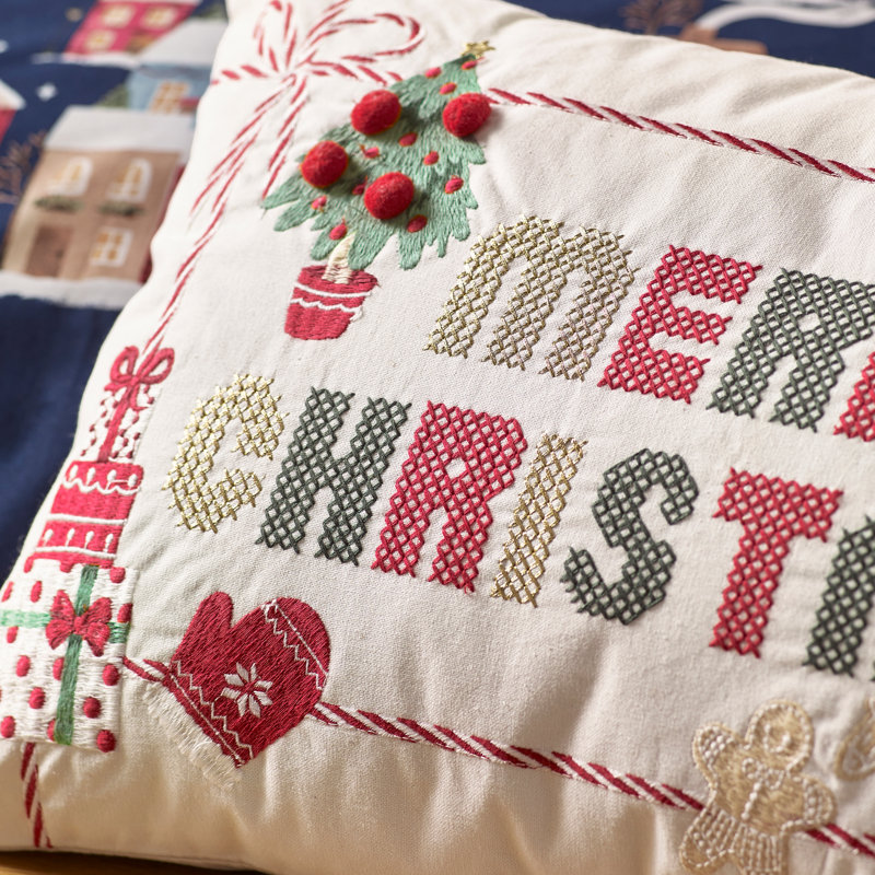 Merry Christmas Cross Stitch Cushion