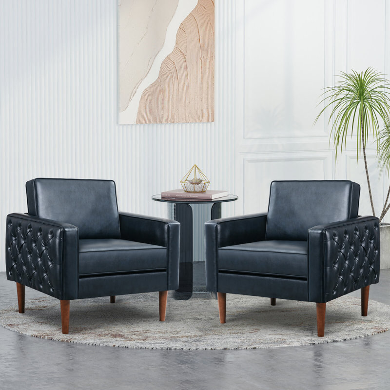 Ensemble de 2 chaises d'appoint 34,3 po, Similicuir bleu