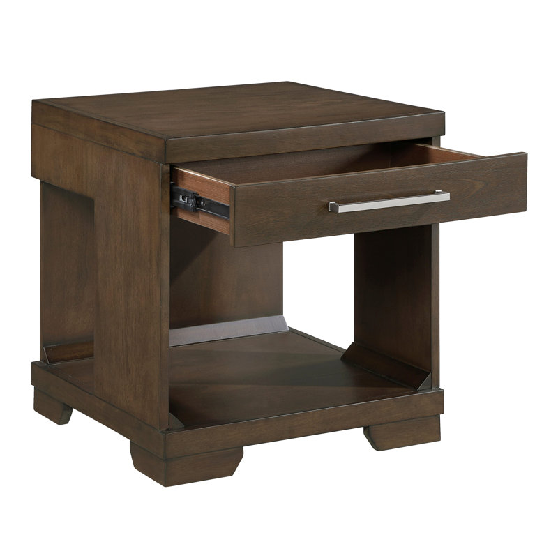 Table de bout de conception moderne avec tiroir à queue d'aronde et tablette ouverte