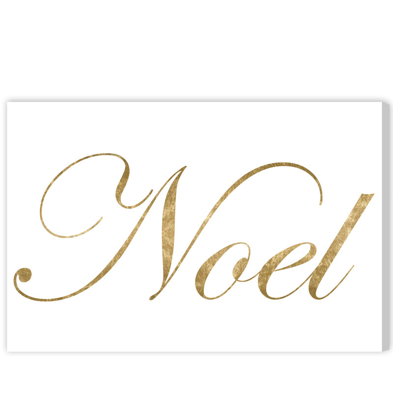 «Noel Gold», art textuel sur toile tendue, H 16 po x l 24 po x P 1,5 po