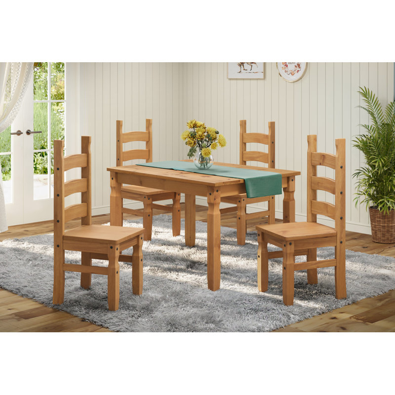 Bridewell 4 - Person Pine Solid Wood Dining Set, 76 x 91 x 122 cm