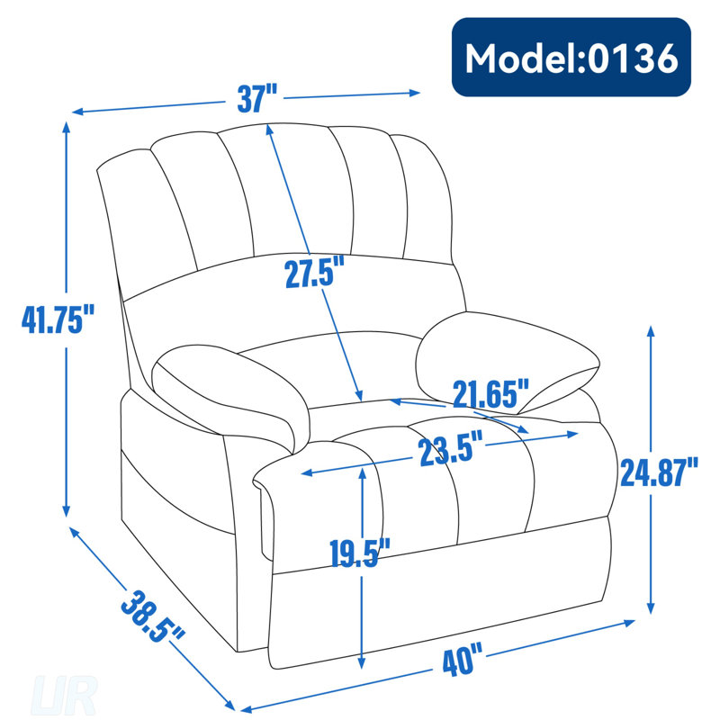 Large Manual Recliner Chair In Fabric, Perfect For Comfort And Relaxation In The Living Room, Gray Fabric