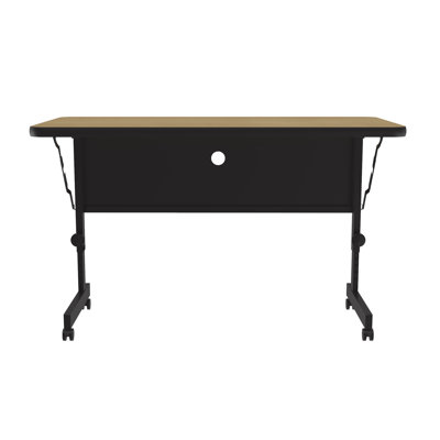 Rectangle 2 Person Height Adjustable Flip Top 48'' L Modular Training Table with Casters