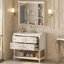 Meuble-lavabo de 36 po avec armoire à pharmacie, armoire à miroir moderne avec tablette réglable, armoire de rangement pour salle de bain à 4 tiroirs, armoire de rangement avec cadre en bois massif