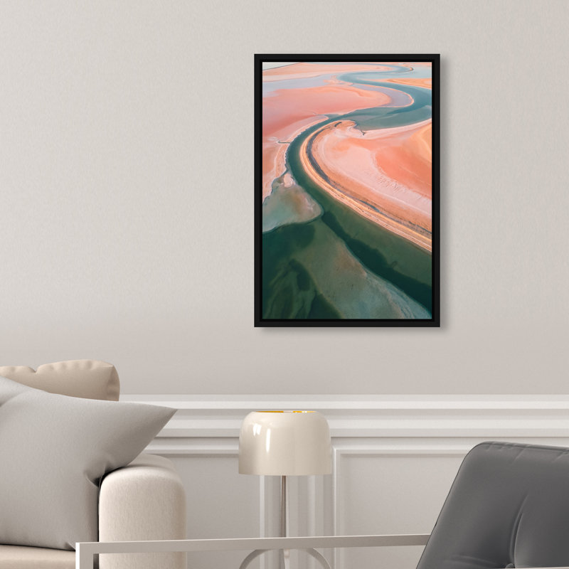 Peach Sand Abstract Canvas Print by Oliver Gal, Black Frame, 10 x 15, 11"H x 16"W, Black Floater Frame