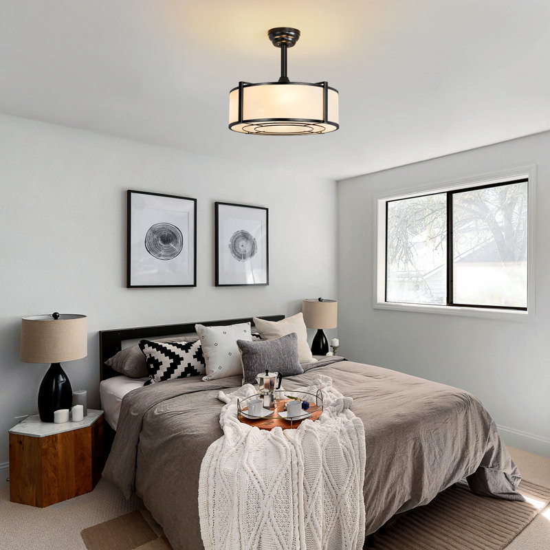 19'' Modern Ceiling Fan With Light, Black