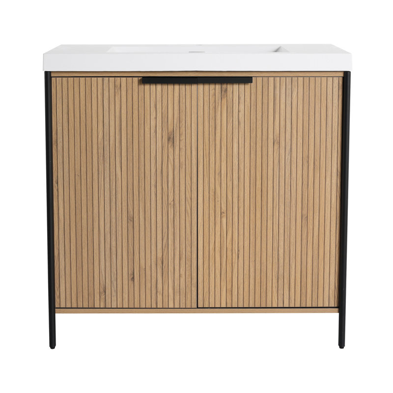 Meuble-lavabo autoportant durable de 36 pouces de qualité moderne avec lavabo en résine