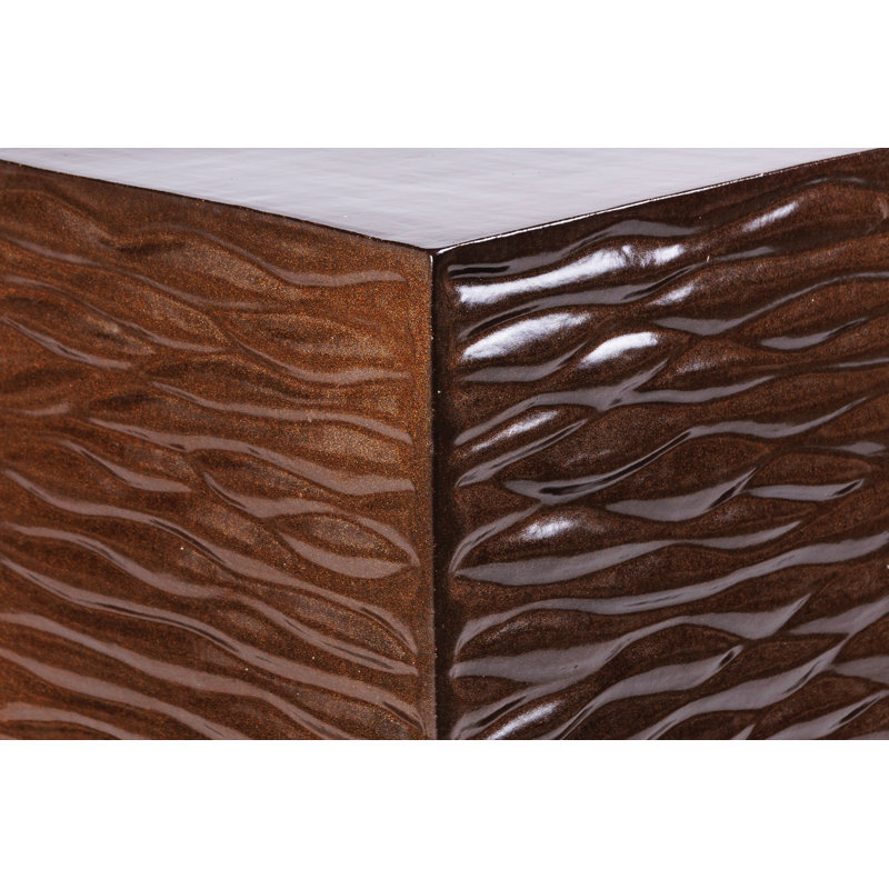 Zen Outdoor Square Side Table, Pyrite Brown Gloss