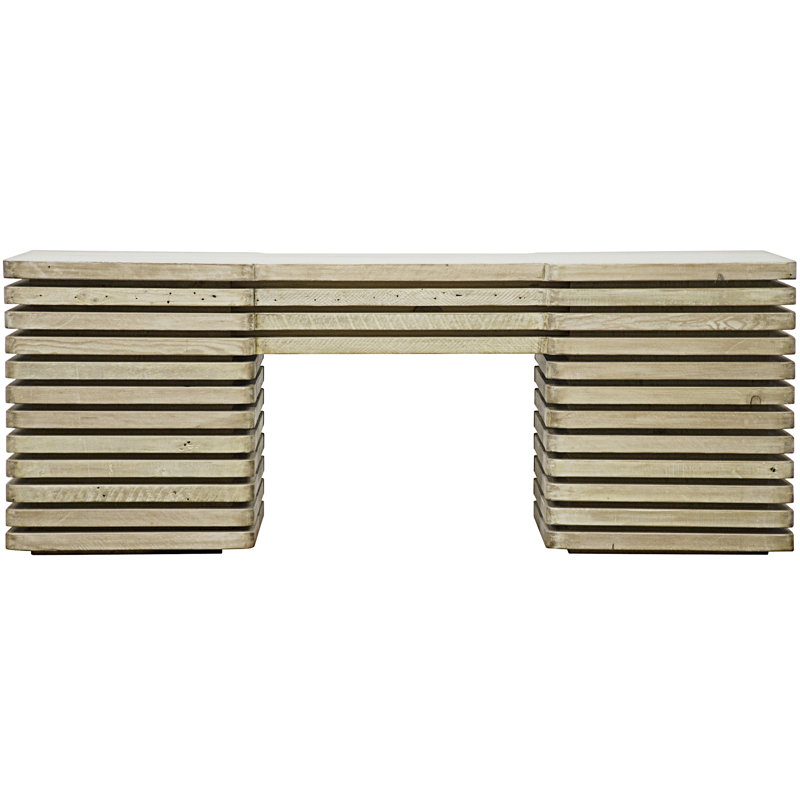 Milo Solid Wood Writing Desk, Gray Wash