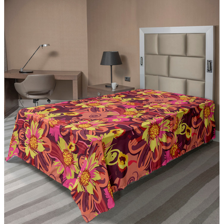 Drap plat à motif floral bohème Ambesonne