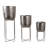 Metal Iron Planter Set With Textured Hammered Design And Modern Geometric Stands, Decorative Accent For Indoor Or Outdoor Display, Set Of 3-1084488045