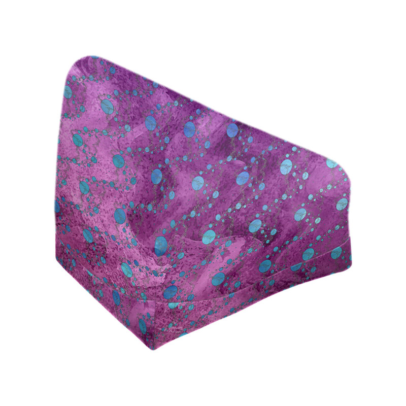 Fauteuil sac de pois Leffel, H 27 po x l 30 po x P 25 po, Housse de pouf, Rose / Bleu