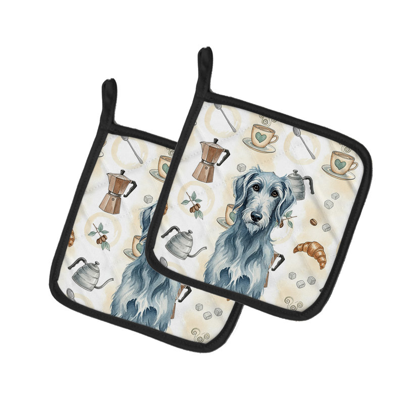 Paire de porte-cafetières bleu-gris écossais Deerhound