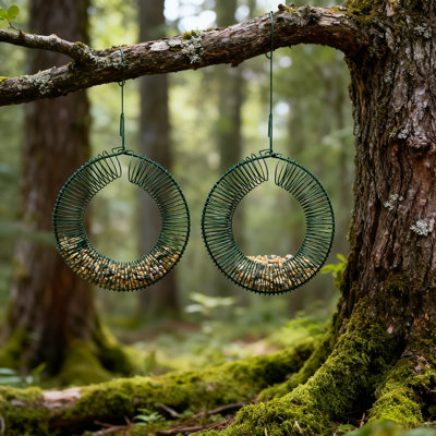 Wild Bird Feeder For Peanuts - Durable Metal Hanging Feeder With Rust-Resistant Finish For Outdoor Bird And Squirrel Feeding