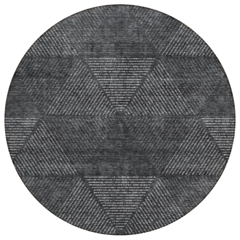 Malchow Washable Geometric Indoor / Outdoor Rug, Round 8'