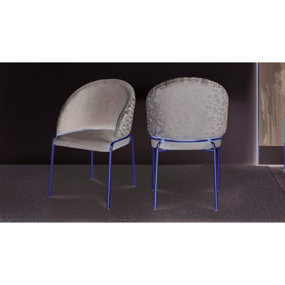 2pc Dark Gray Modern Chairs, Velvet And Chenille, Gold Coated Metal Legs, For Dining Room, Frame, 20.53 In Depth, 22.02 Width, 33.55 Height, 32.13 Lb