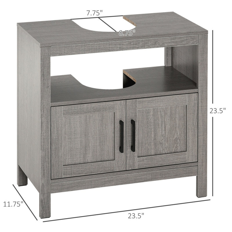 Armoire de rangement, armoire de salle de bain sous le lavabo avec portes et tablette ouverte, meuble-lavabo moderne avec rangement