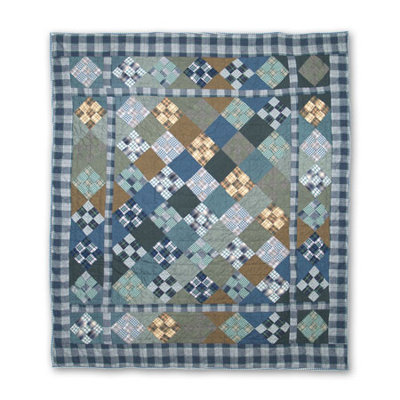 Chambray Nine Patch Quilted Throw Blanket
