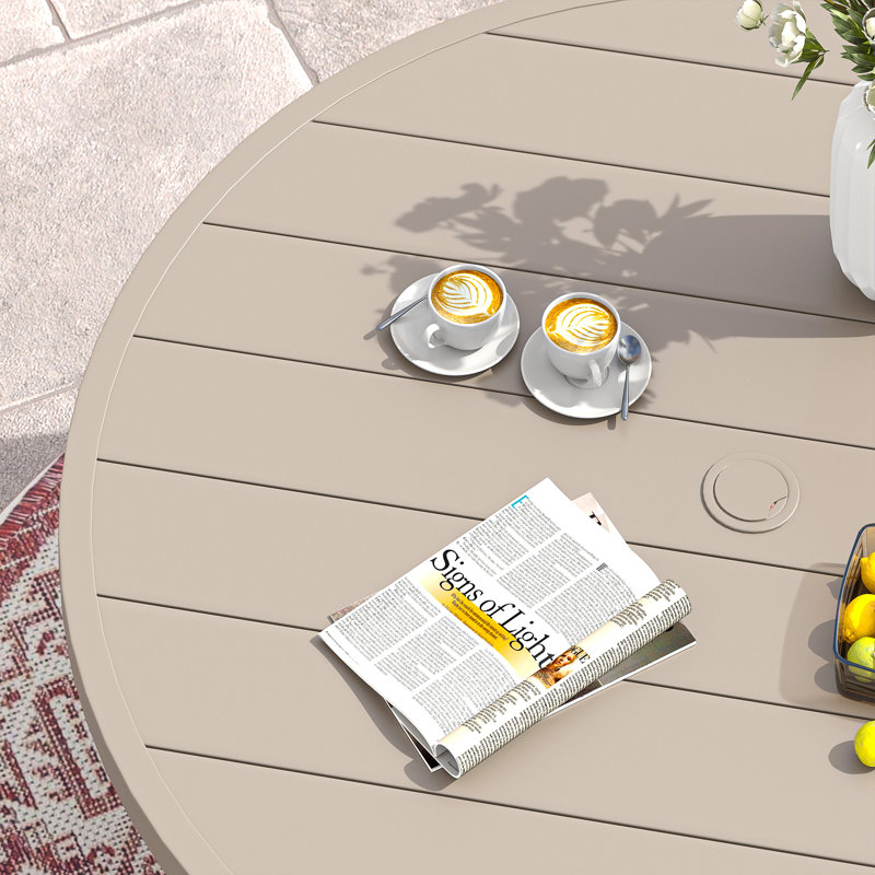 50“ Round Patio Dining Table, Cream