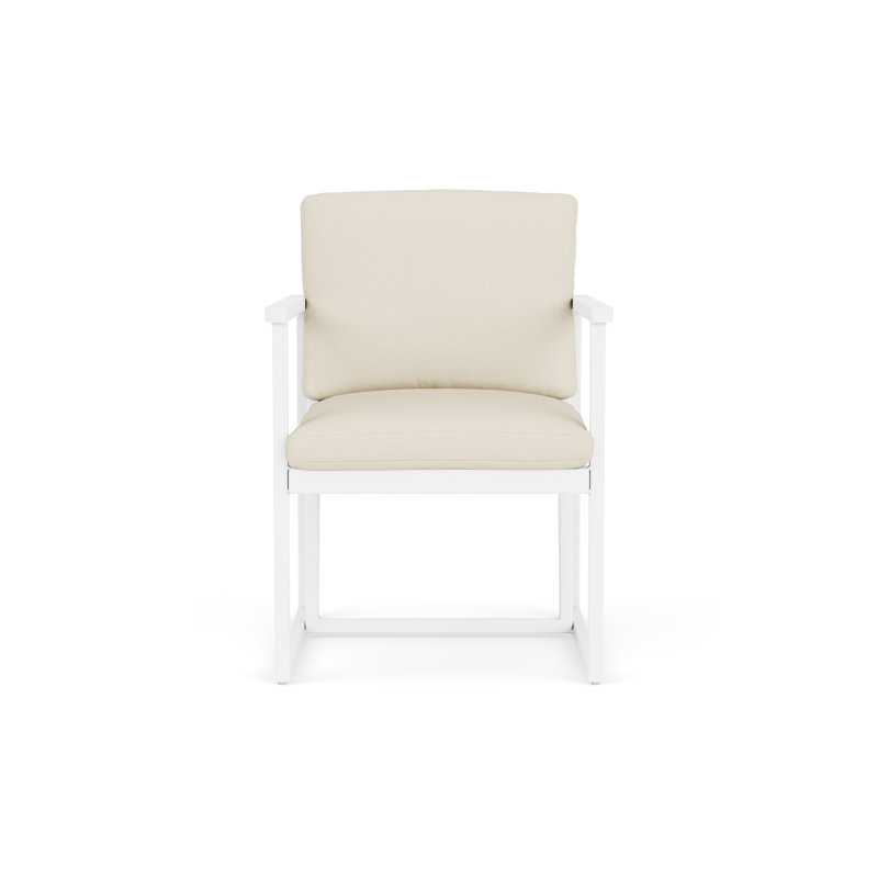 Summit Outdoor Dining Armchair, Linen, Sailcloth Sailor, Matte White