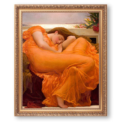 Flaming June by Frederic Leighton,Golden Frame The World Classic Art Reproductions,Wall Art for Home Decor