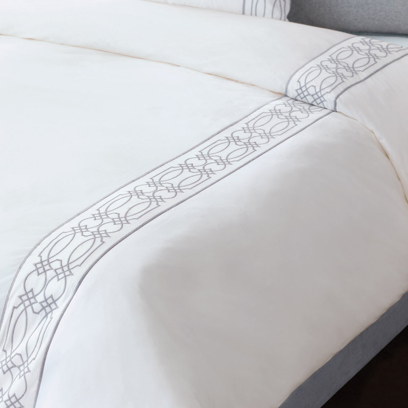 Housse de couette en coton Nicola, Housse de couette pour lit simple, Gris