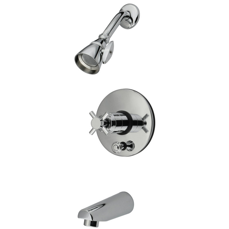 Robinet de baignoire et douche à pression équilibrée avec poignée en croix Concord, Chrome poli
