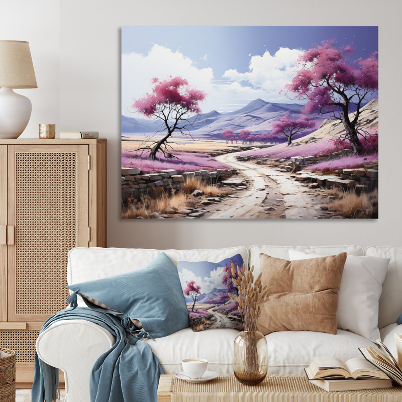 Route mauve sans fin II, Toile tendue, H 30 po x l 40 po x P 1,5 po