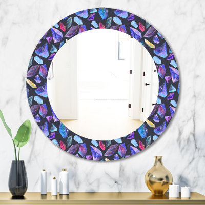 Watercolor Crystals with Star Sky Modern Wall Mirror
