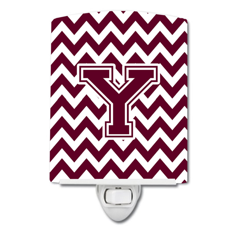 Éclairage de nuit en céramique chevron, Blanc marron, Y