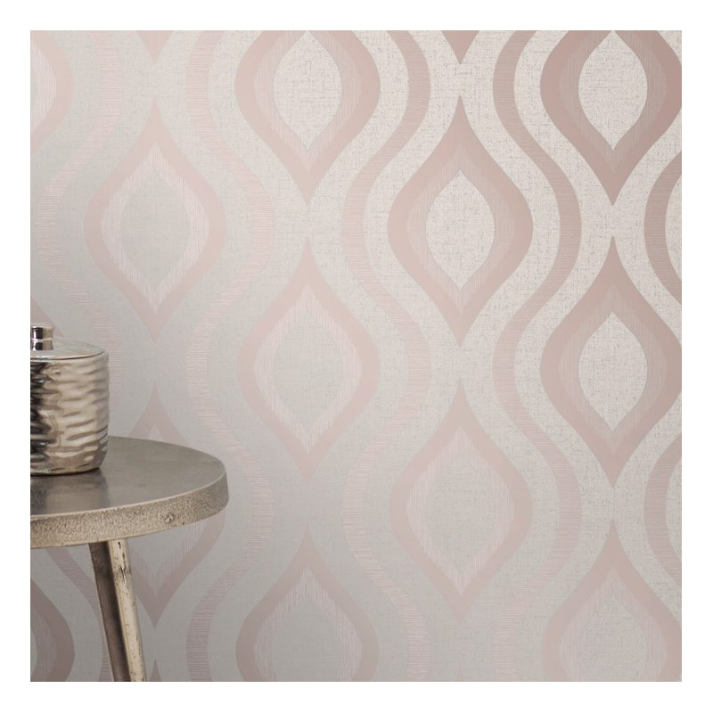 Bohannon 10m x 53cm Semi-Gloss Wallpaper Roll, Rose Gold