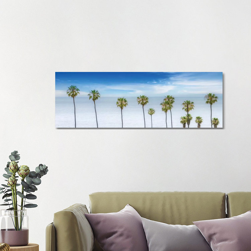 Lovely Palm Trees At The Ocean by Melanie Viola - Wrapped Canvas Panoramic Print, 121.92 cm H x 40.64 cm W x 3.175 cm D