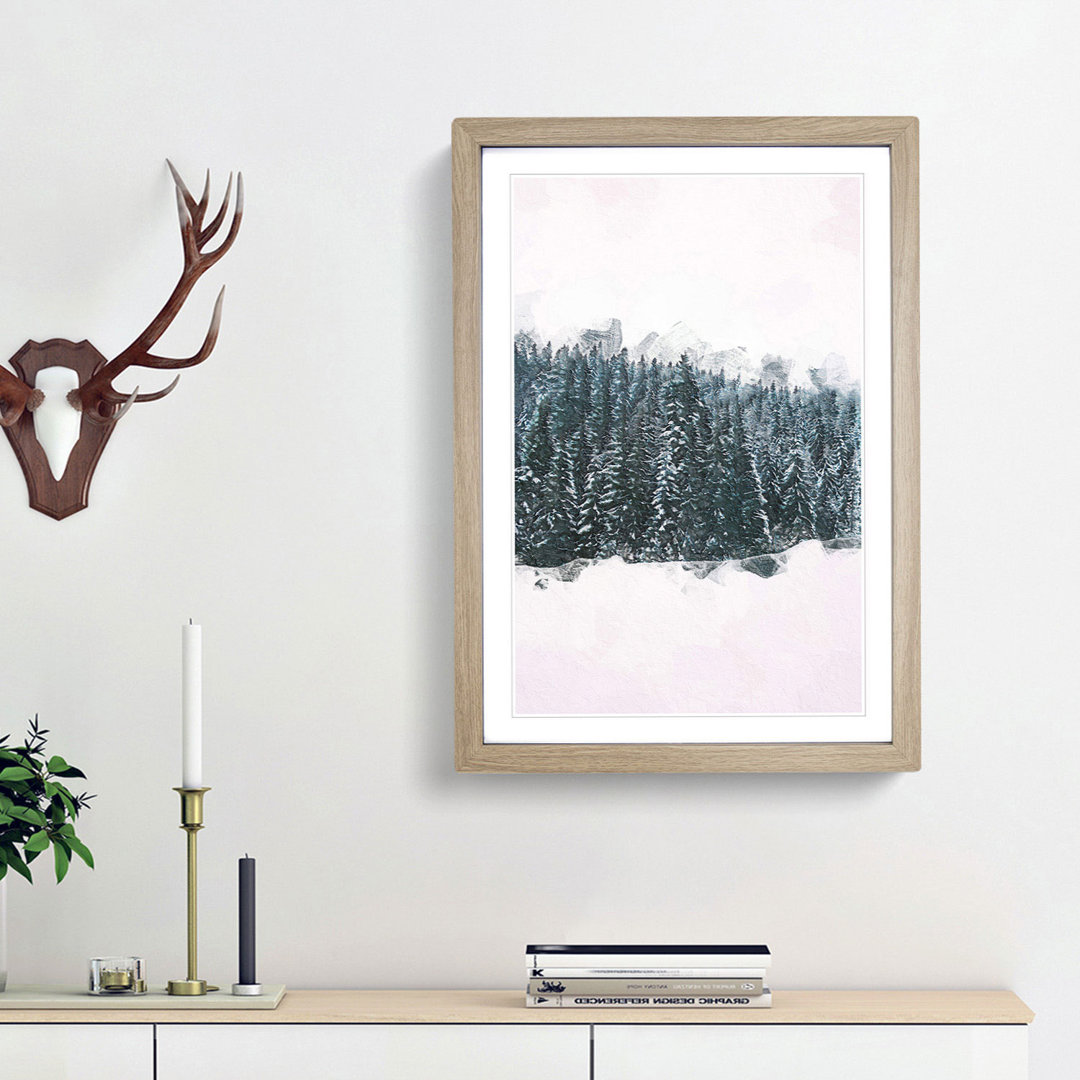 Fir Tree Forest in Winter in Abstract - Picture Frame Painting Print