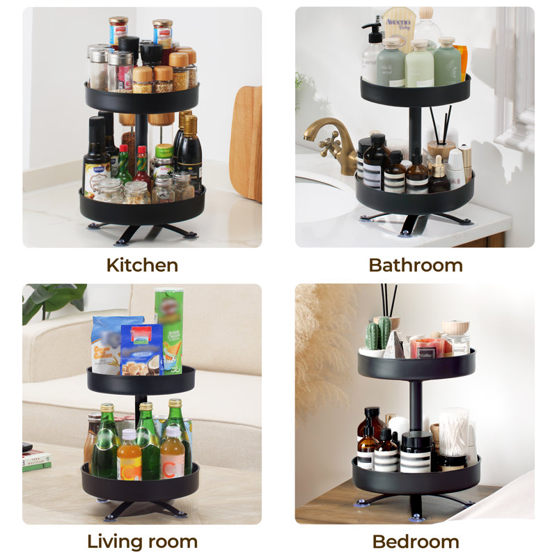 2-Tier Revolving Spice Rack, Black