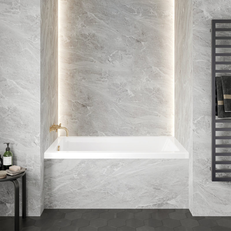 Voltaire 54 x 30 Left Drain Soaking Alcove Bathtub in Glossy White, Left